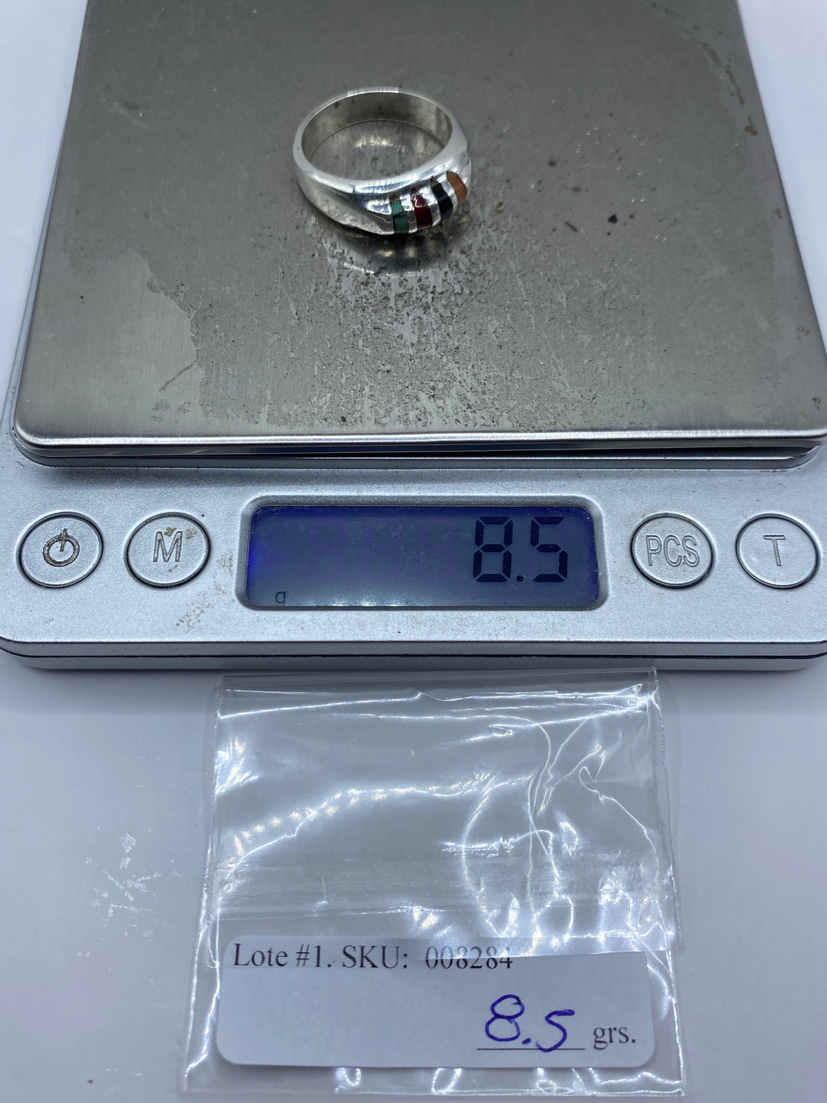 Anillo de Plata 925 con Turquesa, Coral y Ónix — Taxco — foto 7