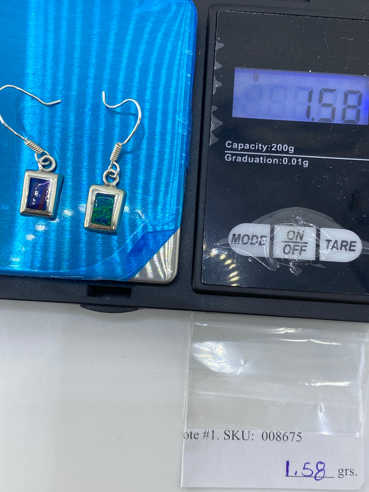 Aretes de Plata con Ópalo de Fuego Multicolor — Taxco 925 — foto 6