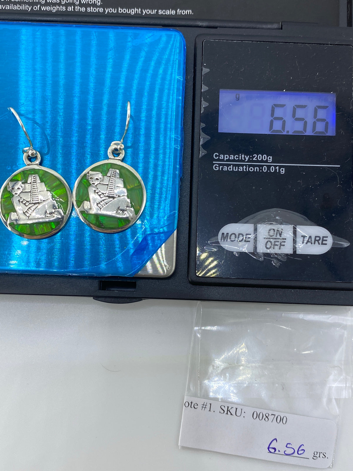 Aretes de Plata Ópalo de Fuego Verde — Taxco 950 — foto 6