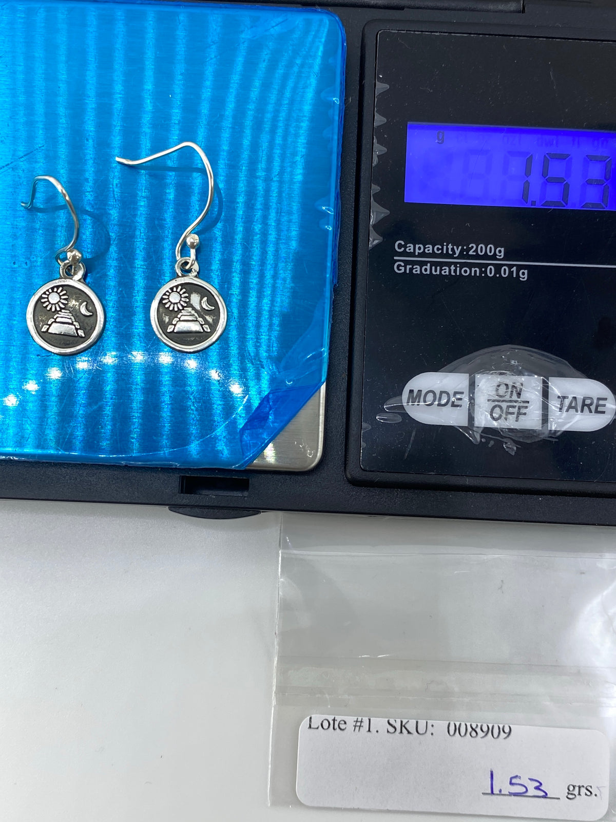 Aretes de Plata Repujados — Pirámide Azteca — foto 6