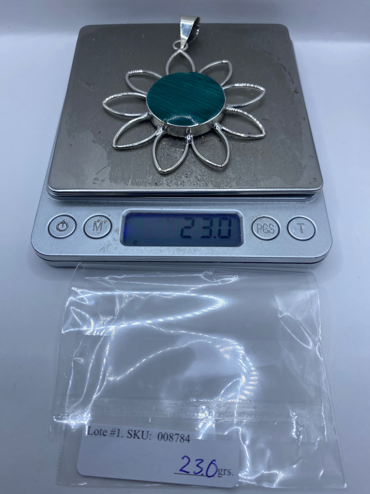 Dije Flor de Plata con Malaquita Verde — Taxco 950 — foto 6
