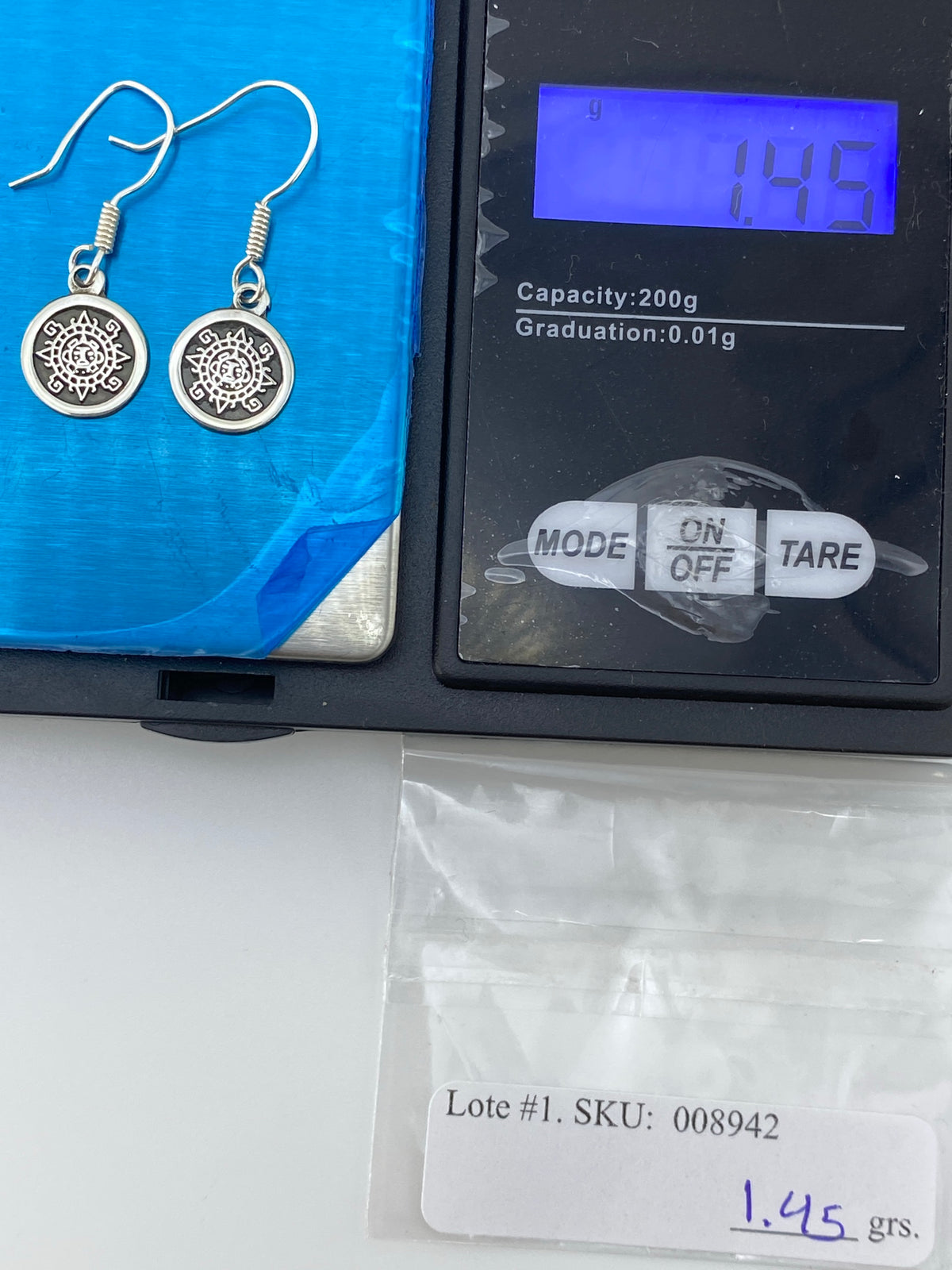 Aretes de Plata Repujados Calendario Azteca — Taxco 925 — foto 6