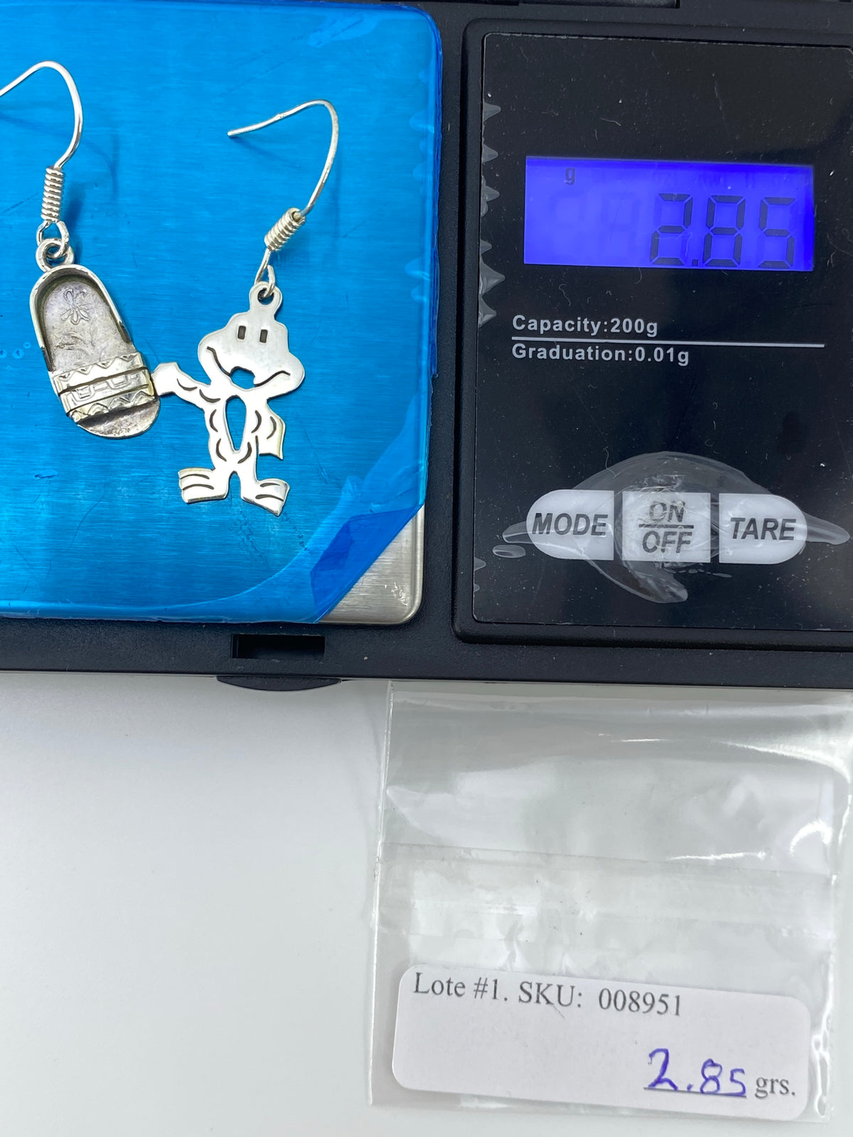 Aretes Plata Repujado Personaje Prehispánico — Taxco 950 — foto 6