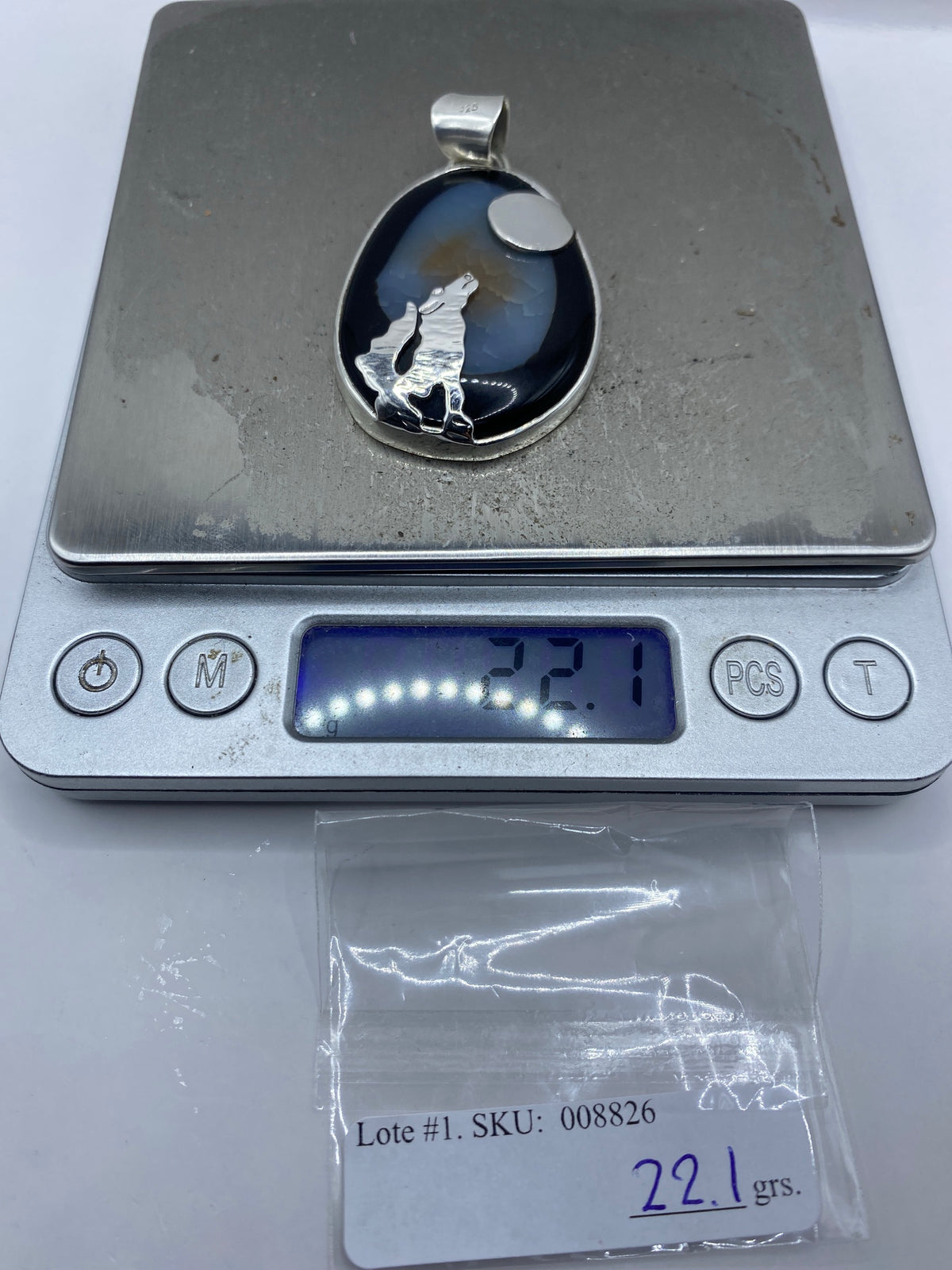 Dije Lobo y Luna de Plata con Onix — Taxco 925 — foto 6