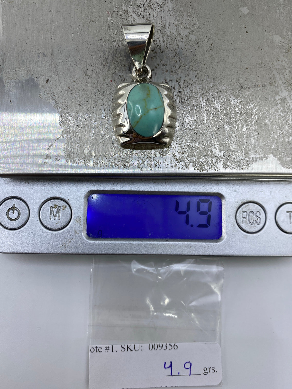 Dije Cuadrado de Plata con Turquesa Azul Cielo — Taxco 925 — foto 6