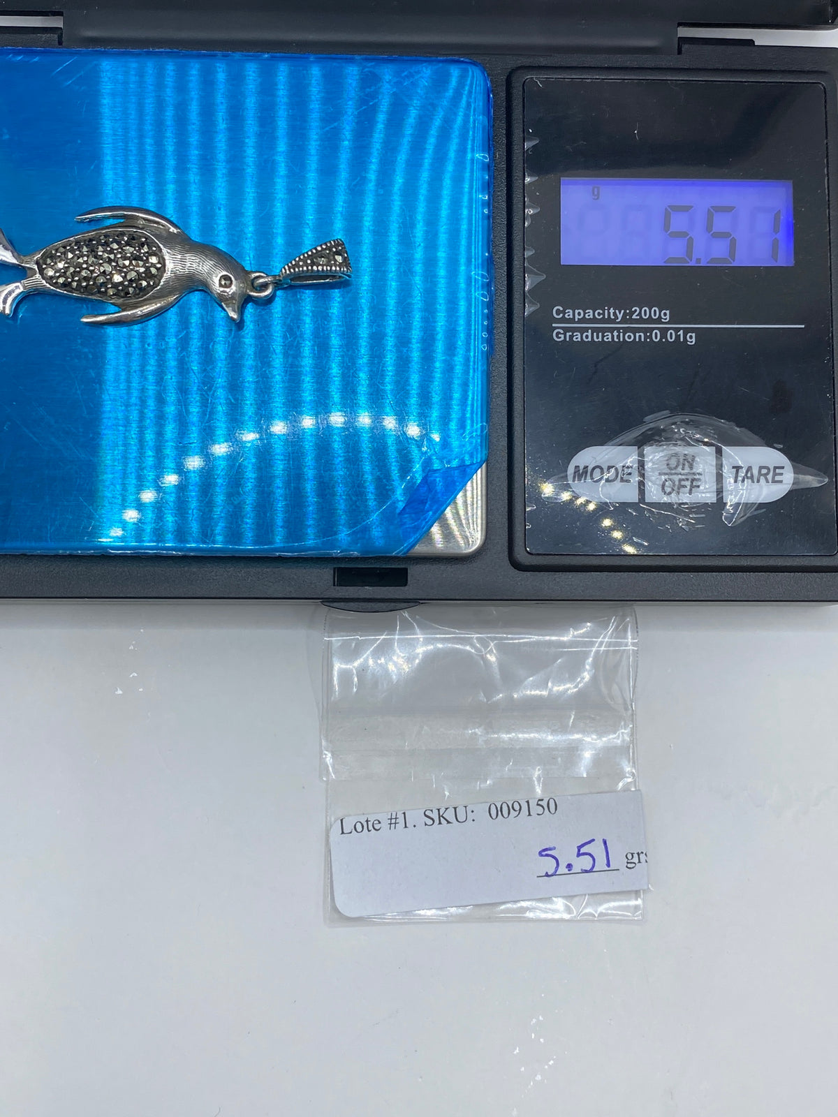 Dije Pingüino de Plata 925 con Marcasita — Taxco — foto 6