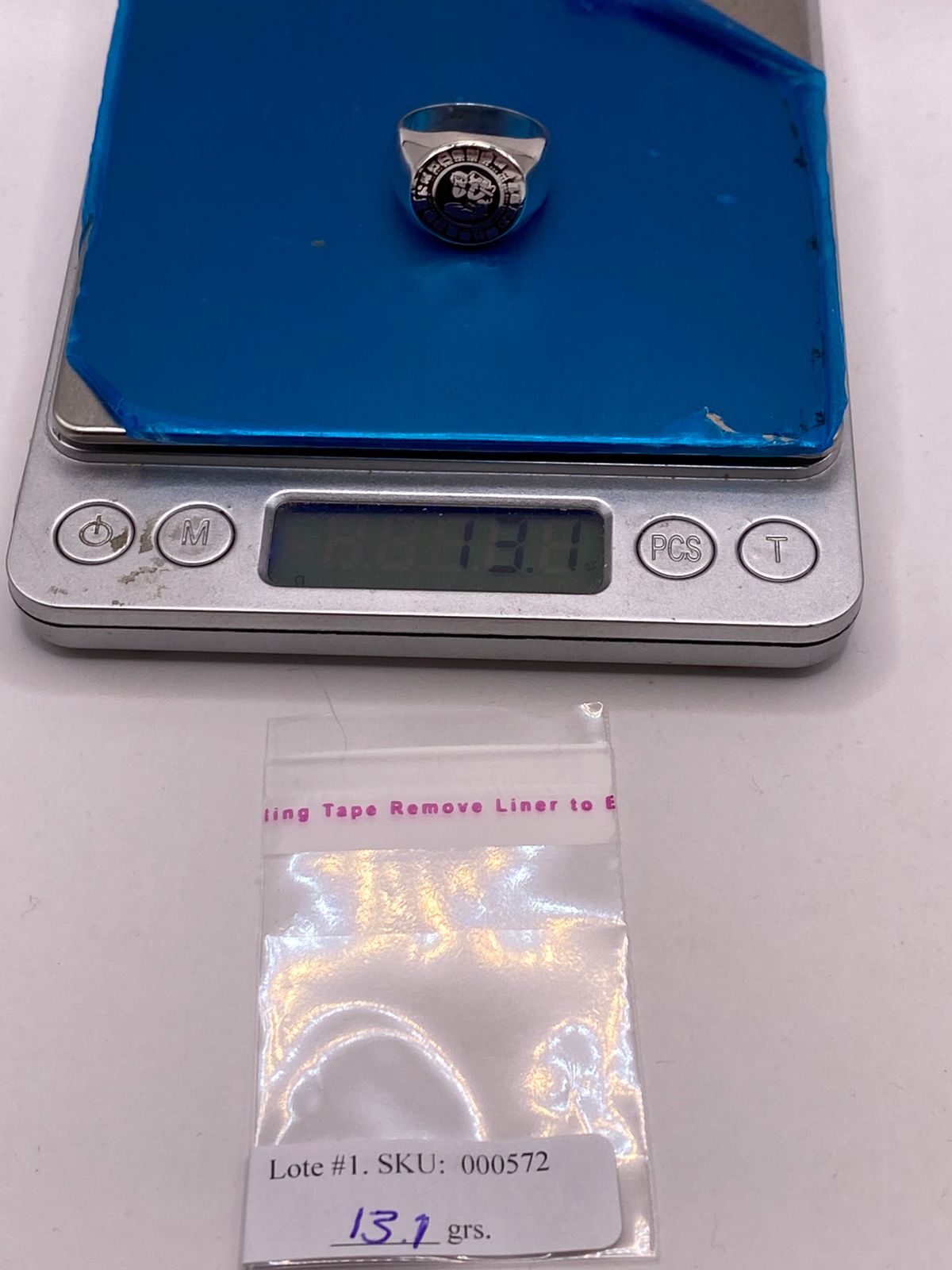 Anillo Calendario Azteca en Plata .925, peso en gramos (báscula)