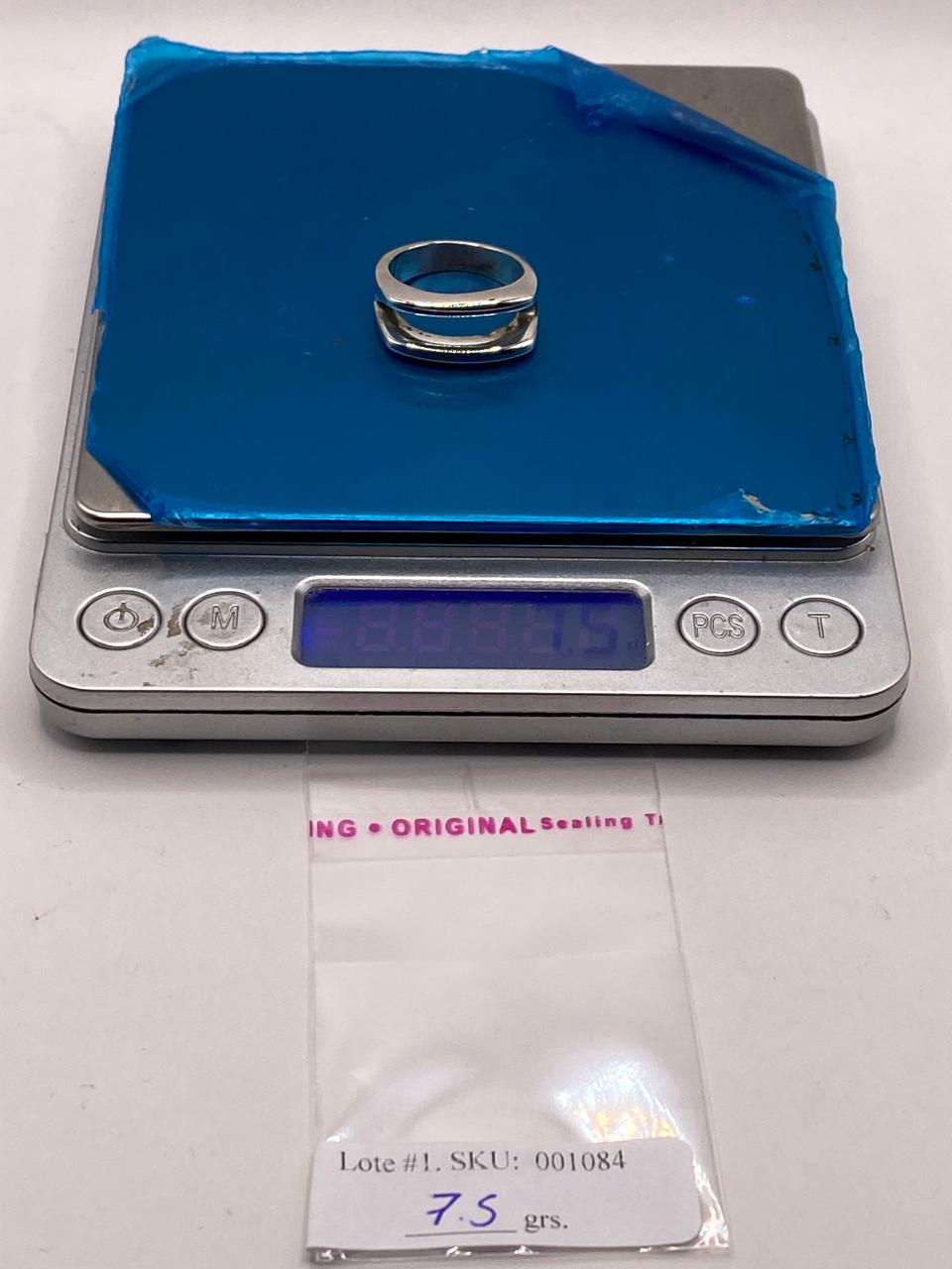 Anillo Doble Banda Abierta en Plata .925, peso en gramos (báscula)