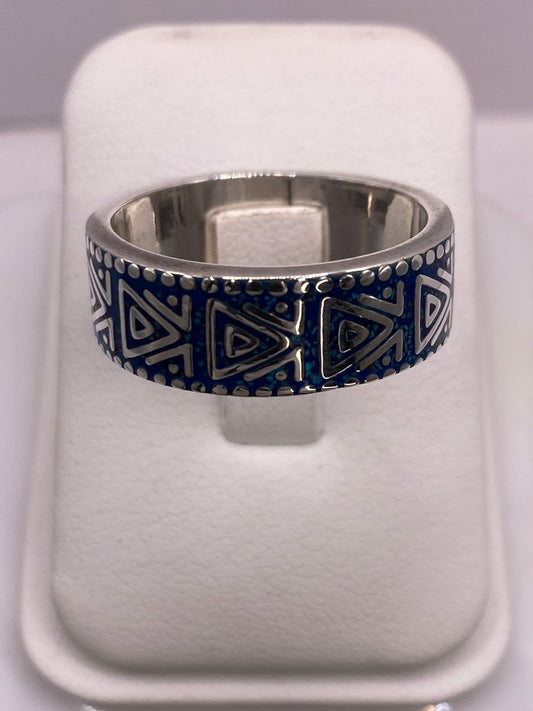 Anillo Geométrico en Plata .925 con Turquesa, vista frontal