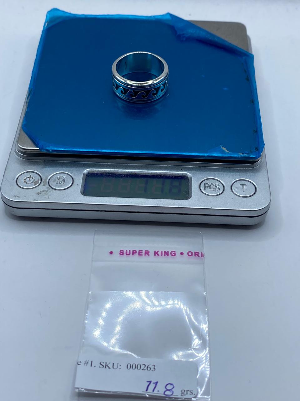 Anillo Giratorio de Plata 925 con Diseño de Olas, peso en gramos (báscula)