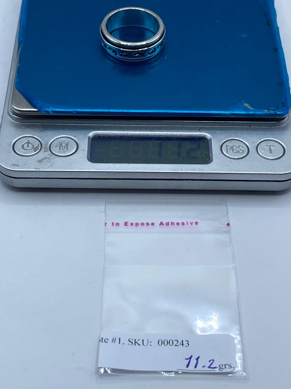 Anillo Giratorio de Plata 925 con Huellas, peso en gramos (báscula)