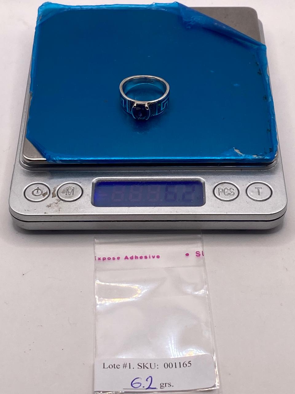 Anillo de Greca con Ópalo de Fuego y Zirconia en Plata .950, peso en gramos (báscula)