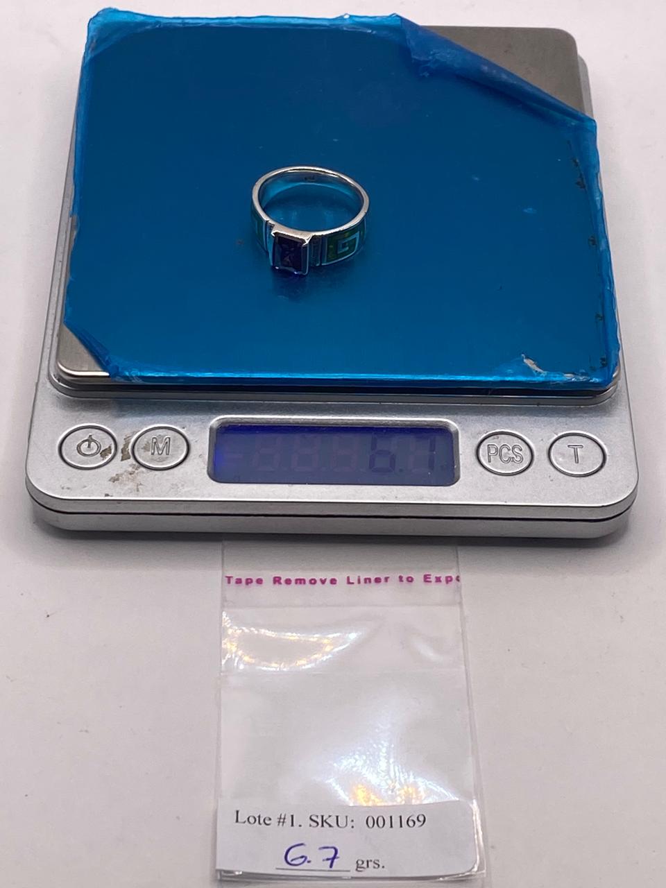 Anillo de Greca con Ópalo de Fuego y Zirconia en Plata .950, peso en gramos (báscula)