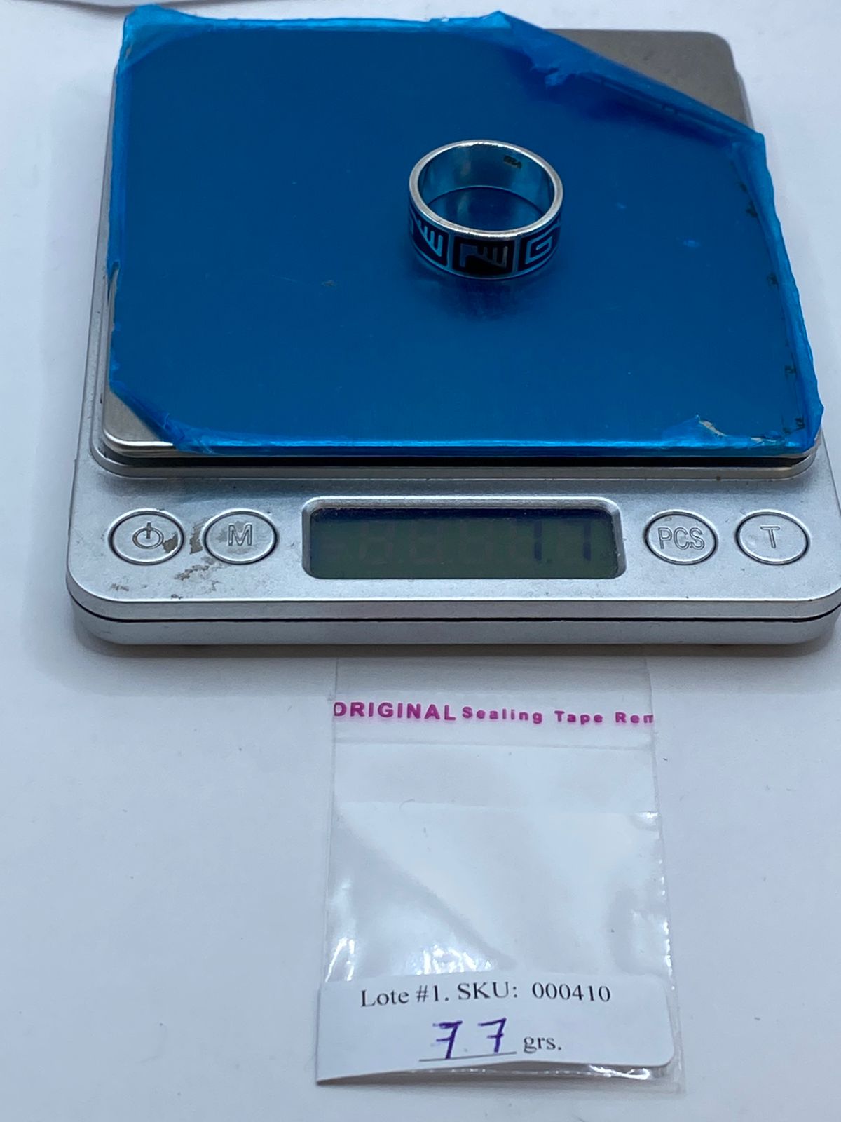 Anillo Greca Prehispánica de Plata .925, peso en gramos (báscula)