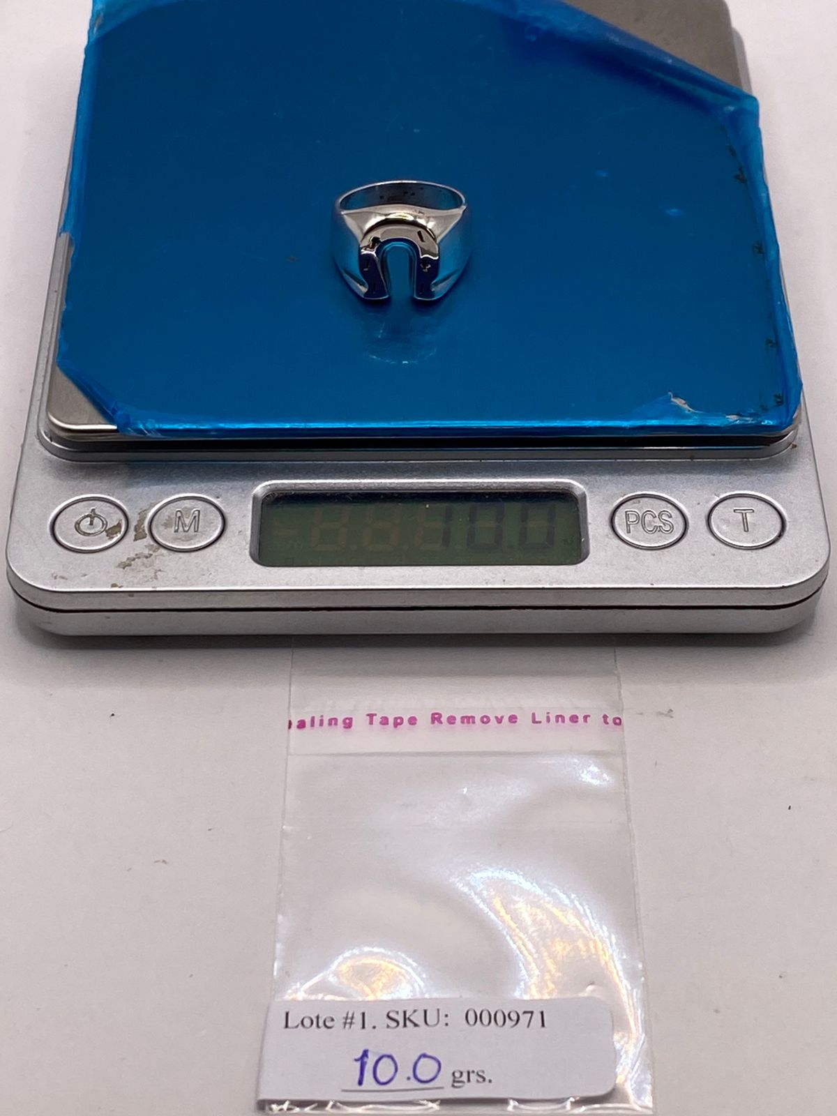 Anillo Herradura de Plata Ley .925, peso en gramos (báscula)