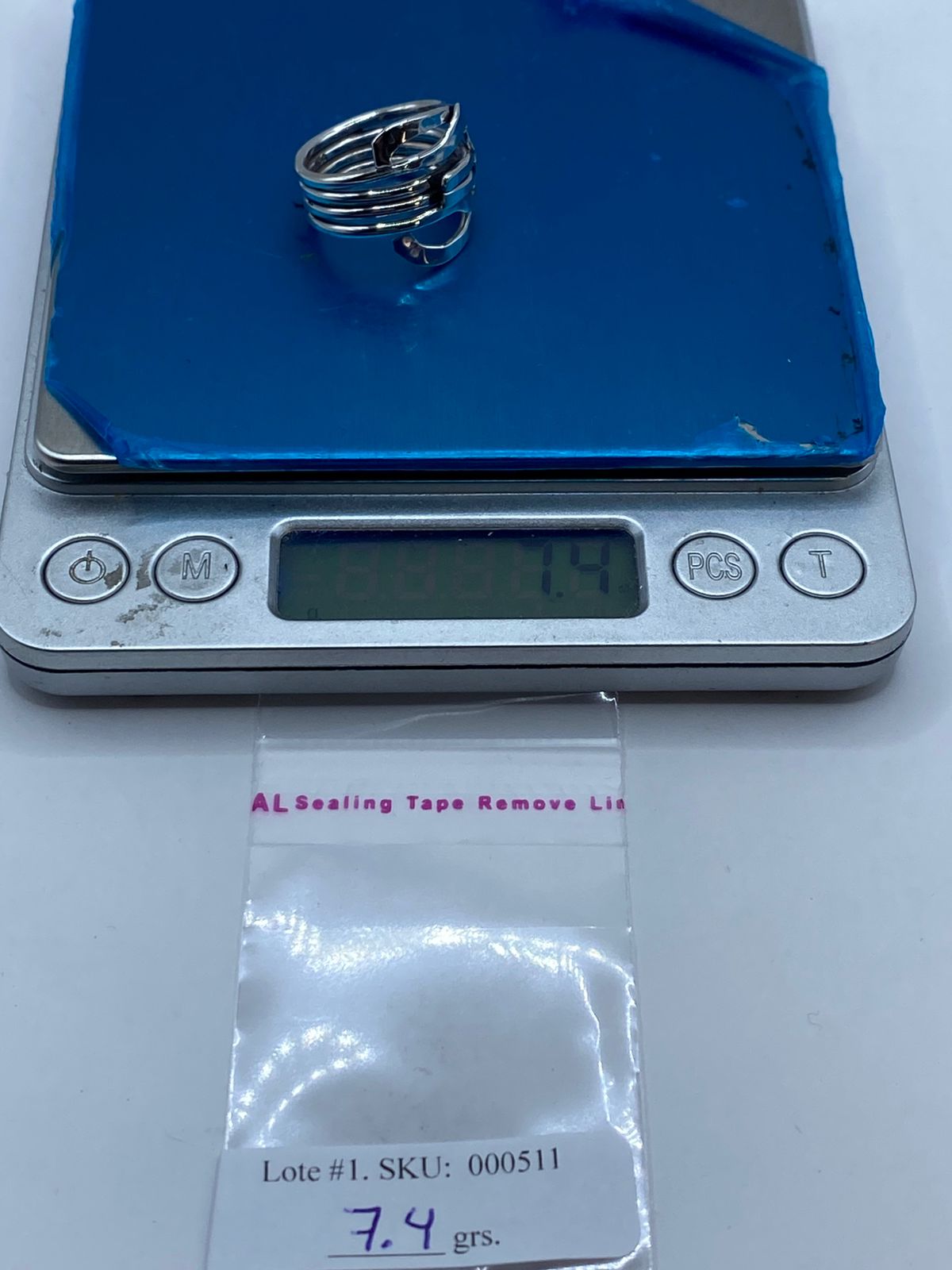 Anillo Multibanda Orgánico en Plata .925, peso en gramos (báscula)
