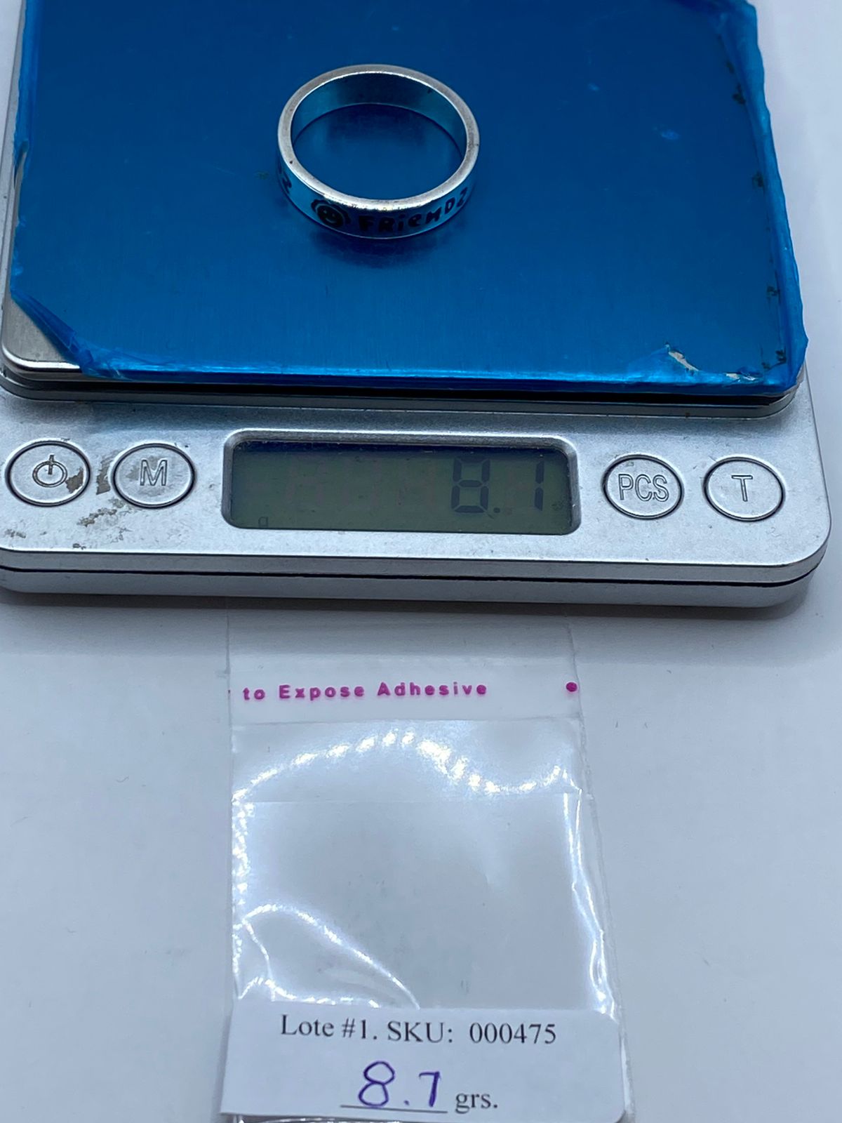 Anillo “friends” en Turquesa y Plata .925, peso en gramos (báscula)