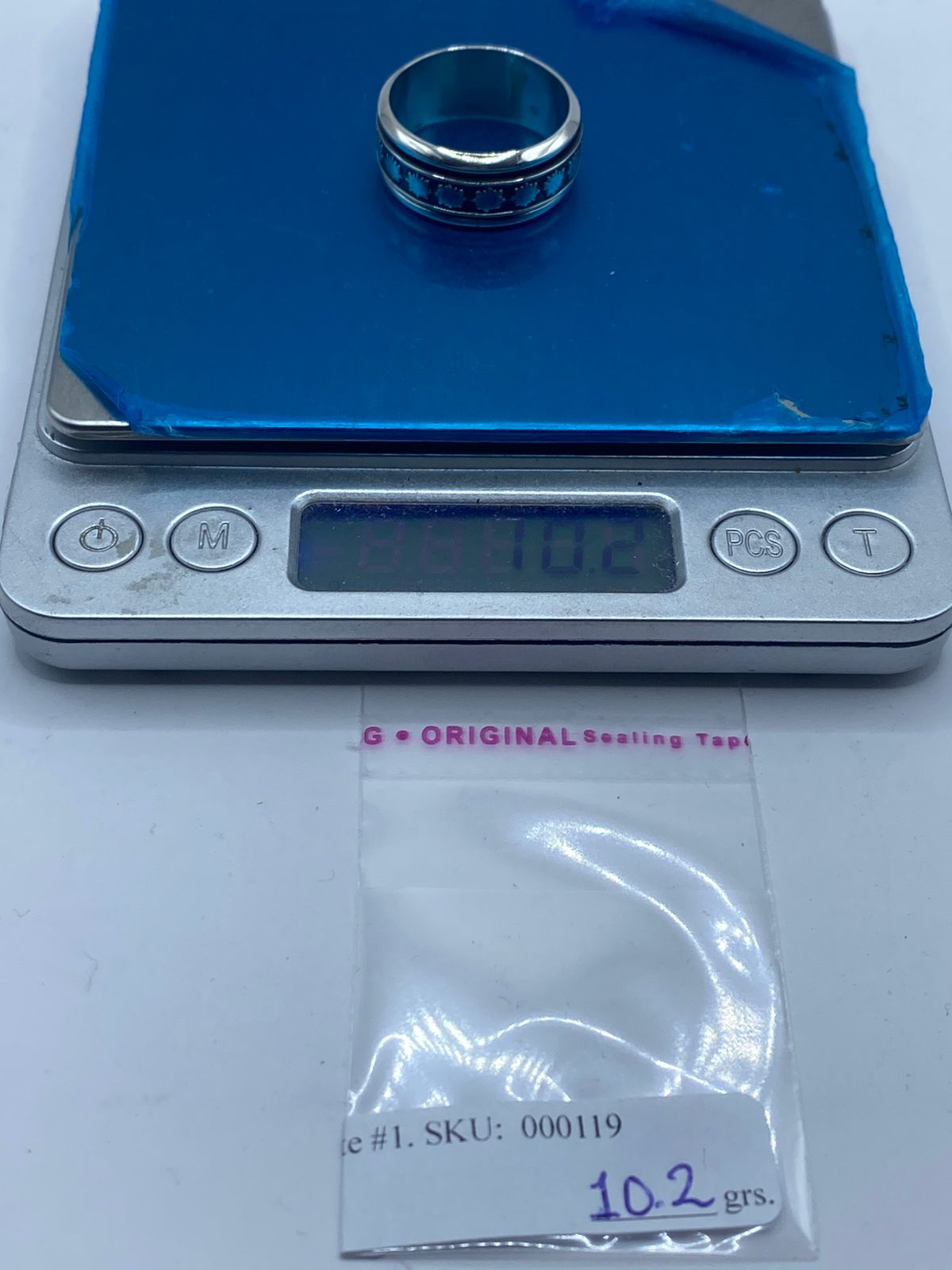 Anillo Giratorio de Plata 925 con Soles Grabados — Antiestrés Artesanal Taxco, peso en gramos (báscula)