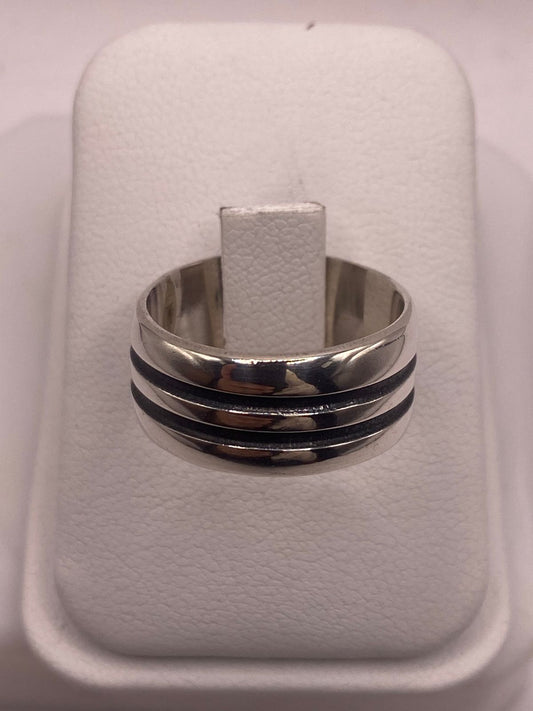 Anillo Giratorio de Plata 925 Liso con Doble Canal, vista frontal