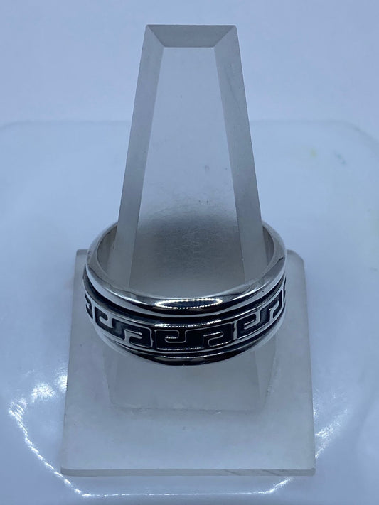 Anillo de Plata 925 con Greca Clásica, vista frontal