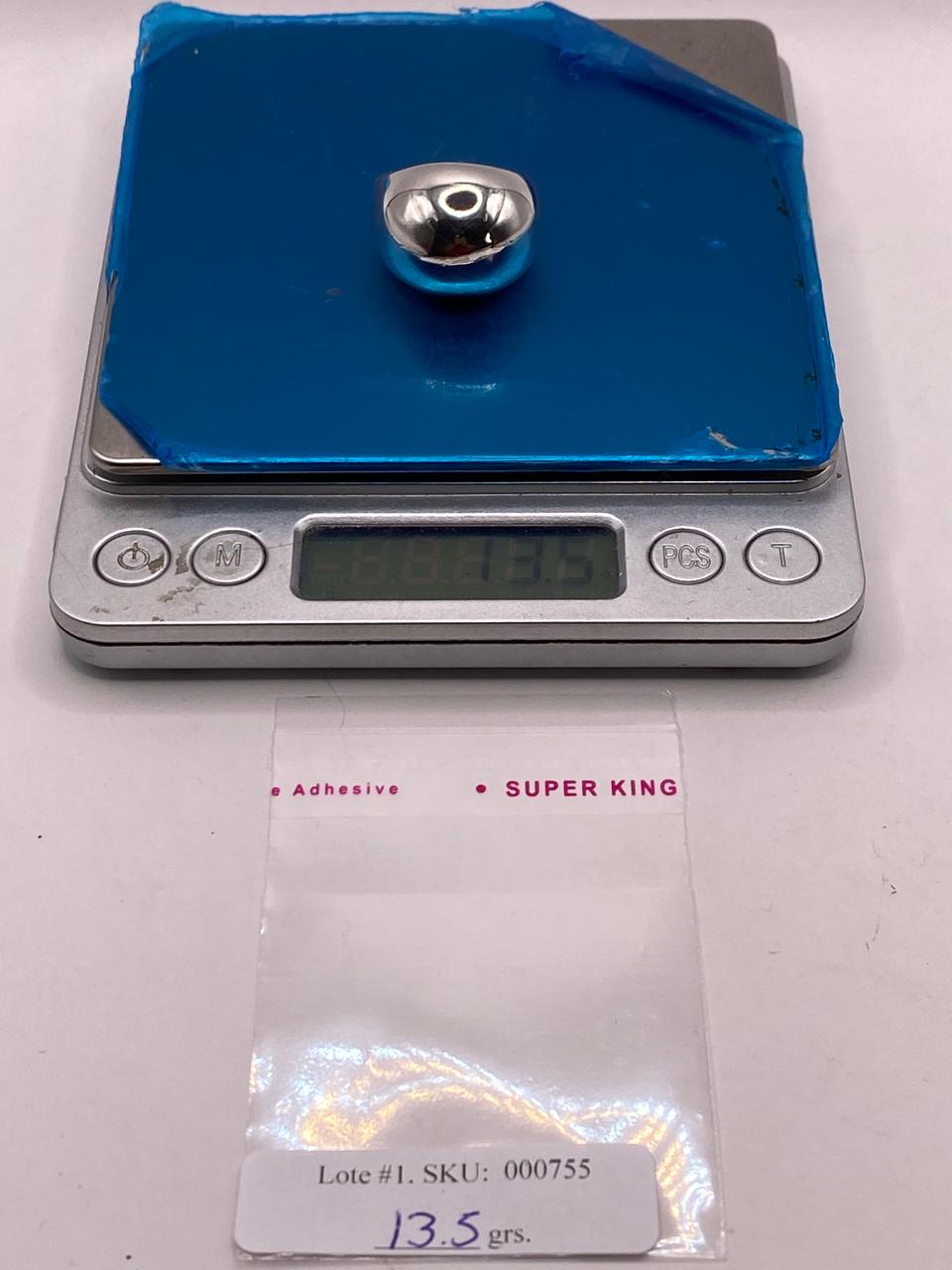 Artesanal en Plata Diseño Tipo Domo Pulido, peso en gramos (báscula)