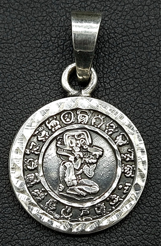 Dije Plata Ley 925, Calendario Maya, vista frontal