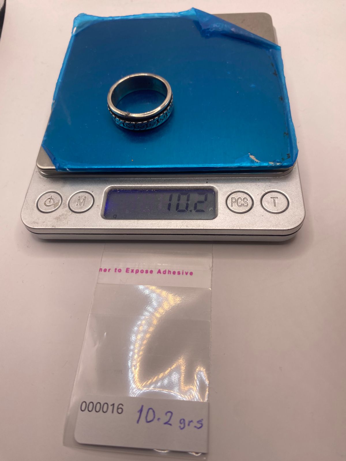 Anillo Giratorio de Plata 925 con Diseño de Cadena, peso en gramos (báscula)