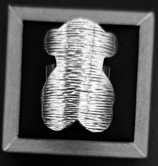 Anillo Plata Ley 925, Oso, vista frontal