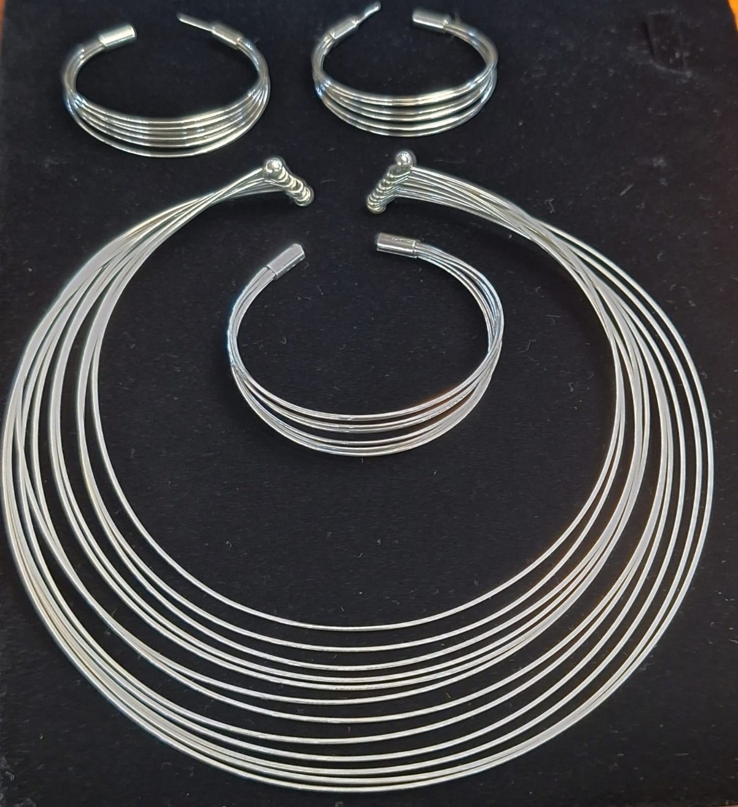 Set de Gargantilla Plata Ley 925, vista frontal