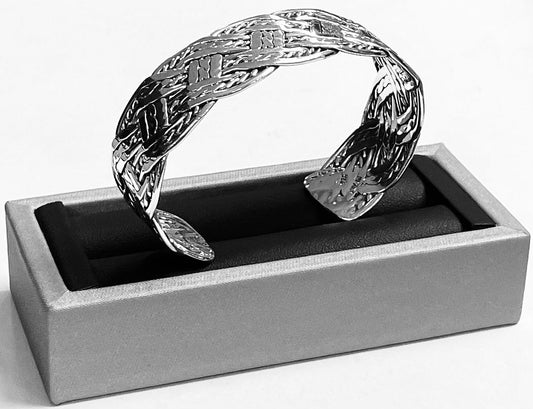 Brazalete Tejido en Plata Ley 925, vista frontal