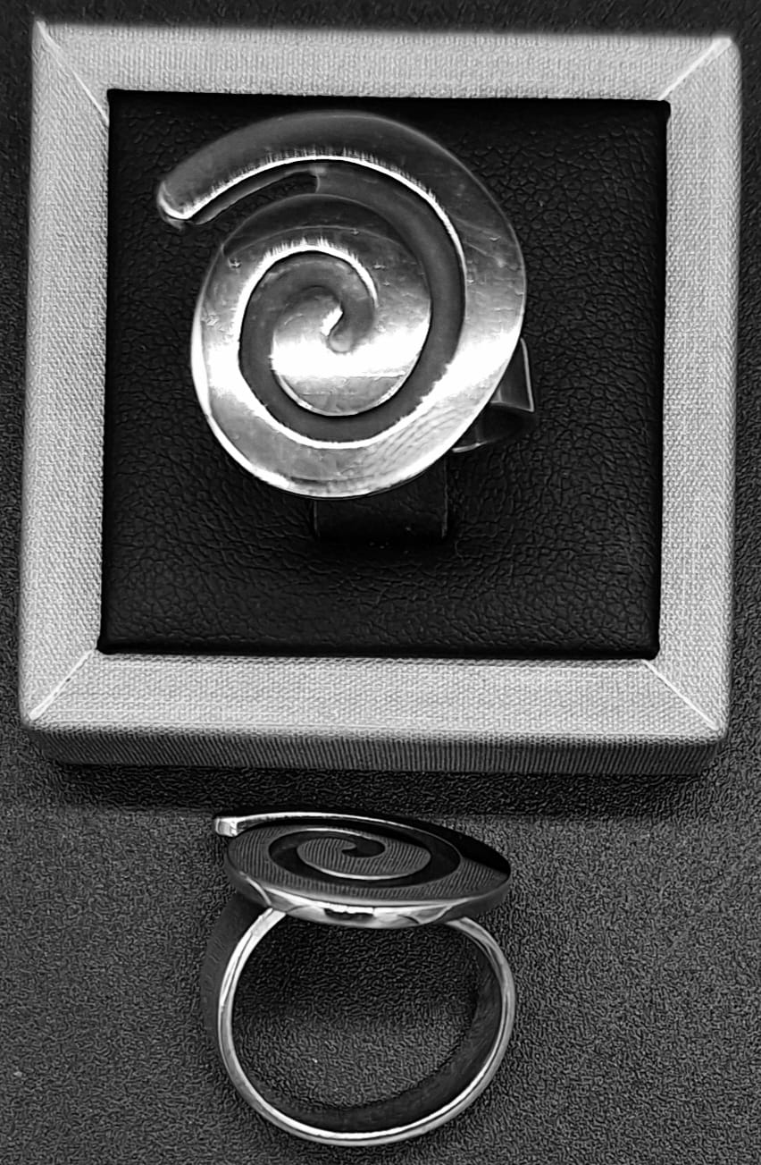 Anillo Plata Ley 925 , Espiral, sello de autenticidad Plata Ley .925