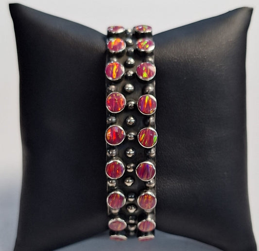 Brazalete con Opalo en Plata Ley 950, vista frontal