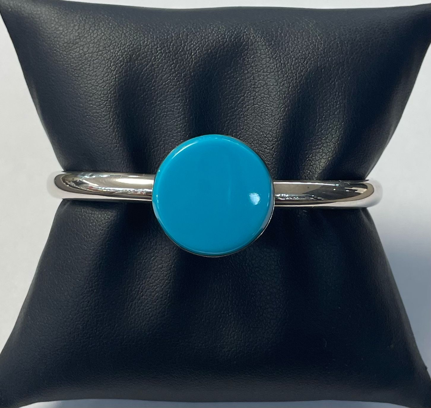 Brazalete con Turquesa en Plata Ley 925, sello de autenticidad Plata Ley .925