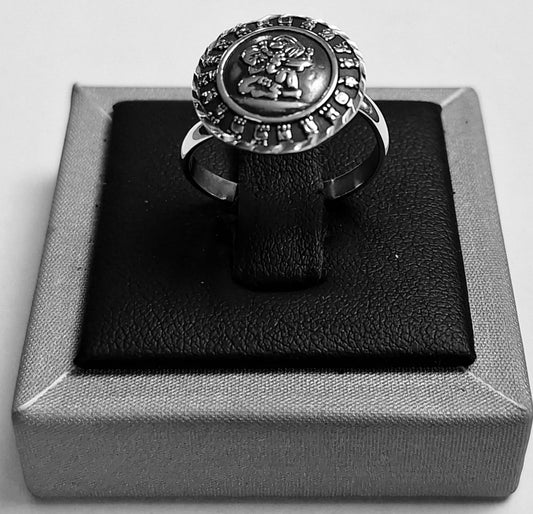 Sello de ley en el interior del anillo calendario maya en plata ley 950