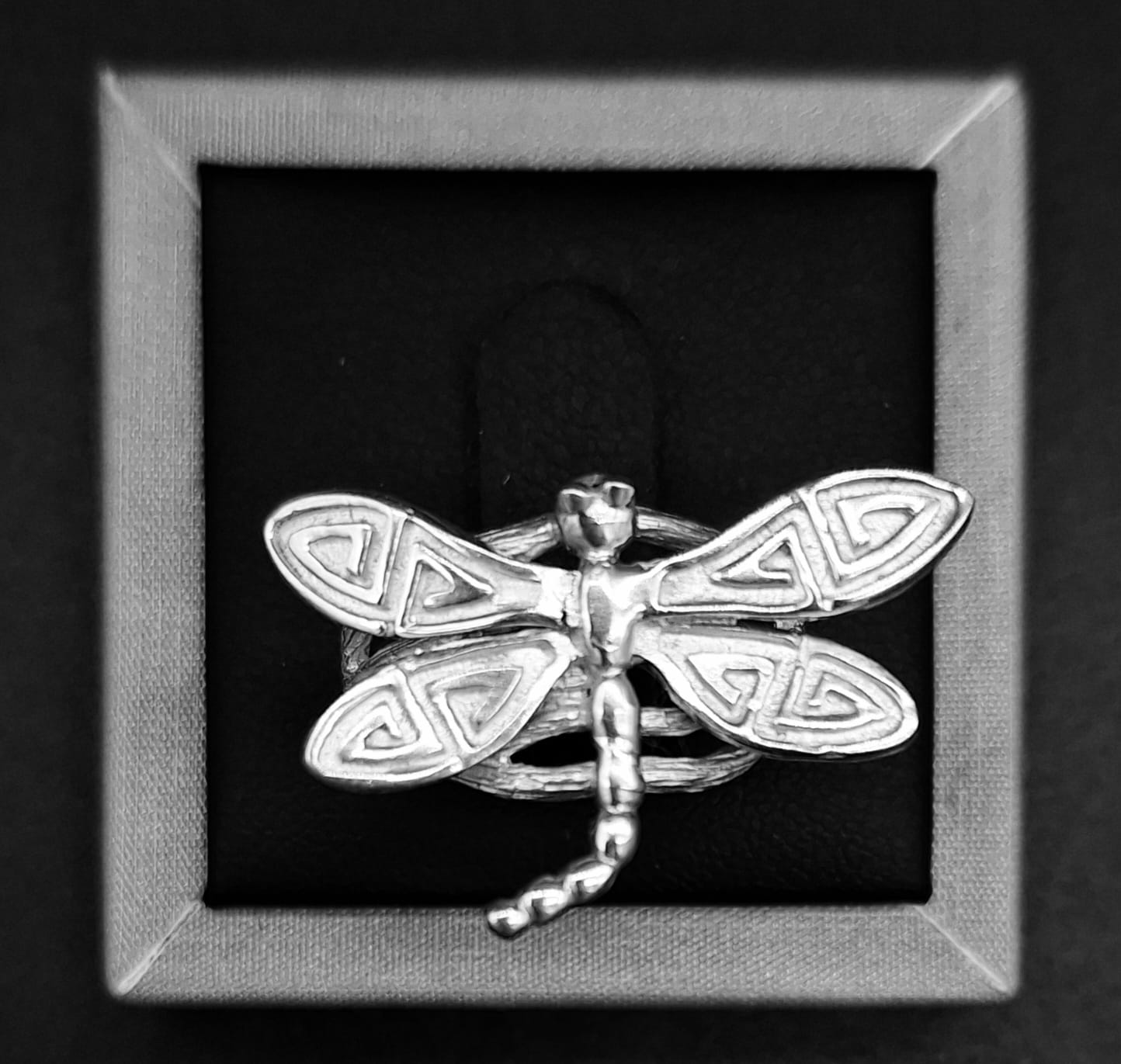 Anillo Plata Ley 950 , Libelula, vista frontal