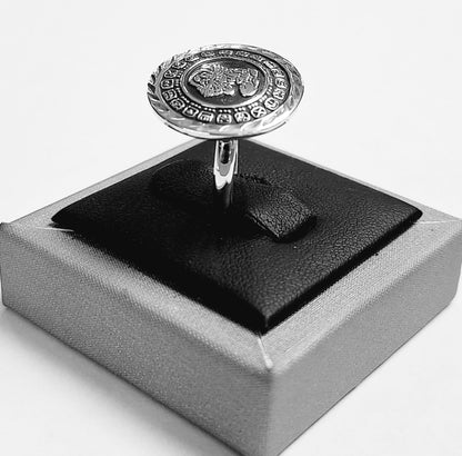Anillo Calendario Maya en Plata Ley 925, sello de autenticidad Plata Ley .925