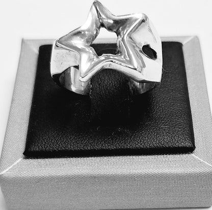 Sello de ley en el interior del anillo estrella, plata ley 925