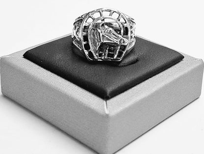 Anillo de Herradura en Plata Ley 925, sello de autenticidad Plata Ley .925