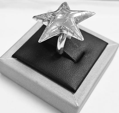 Anillo Estrella, Plata Ley 925, vista frontal