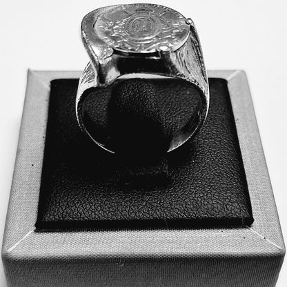 Sello de ley en el interior del anillo moneda imperio mexicano