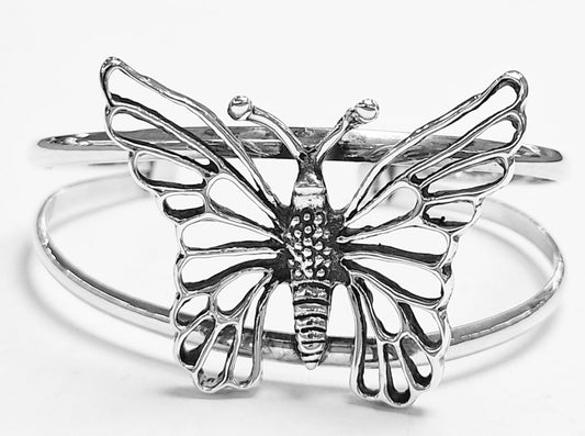 Sello de ley en el interior del brazalete mariposa en plata ley 925