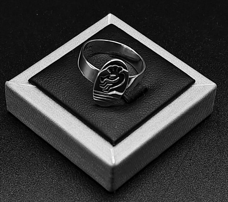 Anillo Plata Ley 925 , Kokopelli, vista frontal