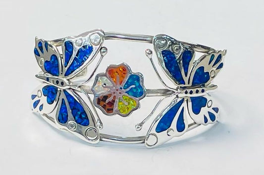Sello de ley en el interior del brazalete con opalo en plata ley 925