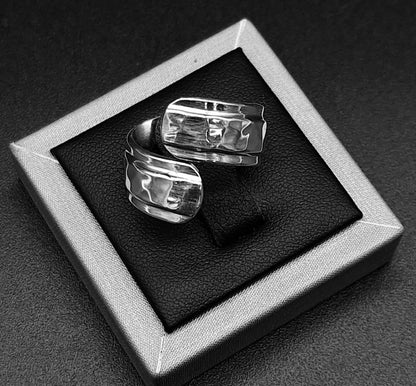 Anillo Plata Ley 925 , Martillada, vista frontal
