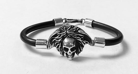 Sello de ley en el interior del brazalete en plata ley 925 con caucho