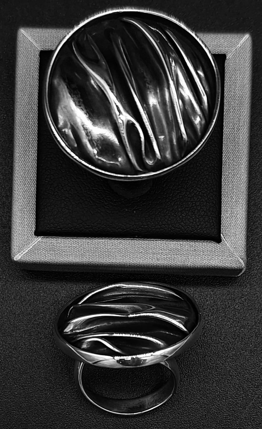 Anillo Plata Ley 925 , Corrugado, vista frontal
