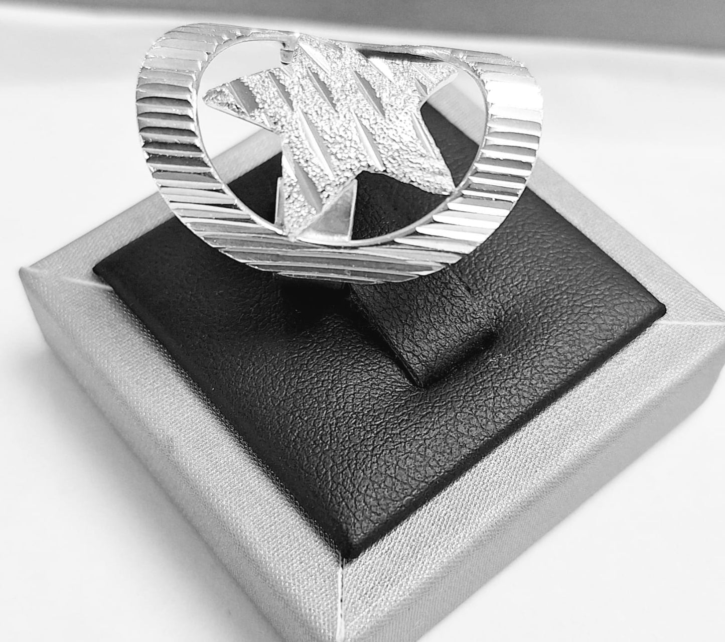 Anillo Diamanta Plata Ley 925, vista frontal