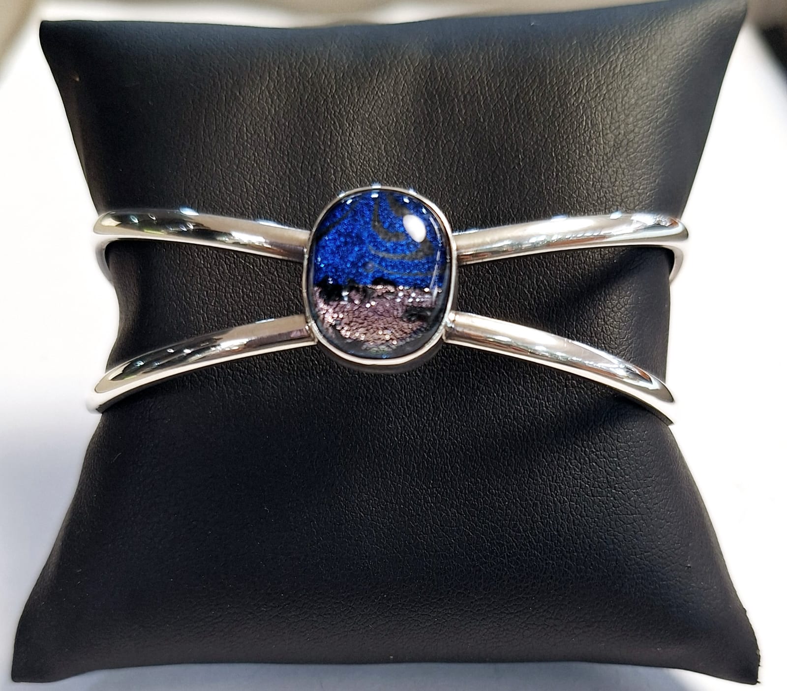 Brazalete con Dicroico en Plata Ley 925, sello de autenticidad Plata Ley .925