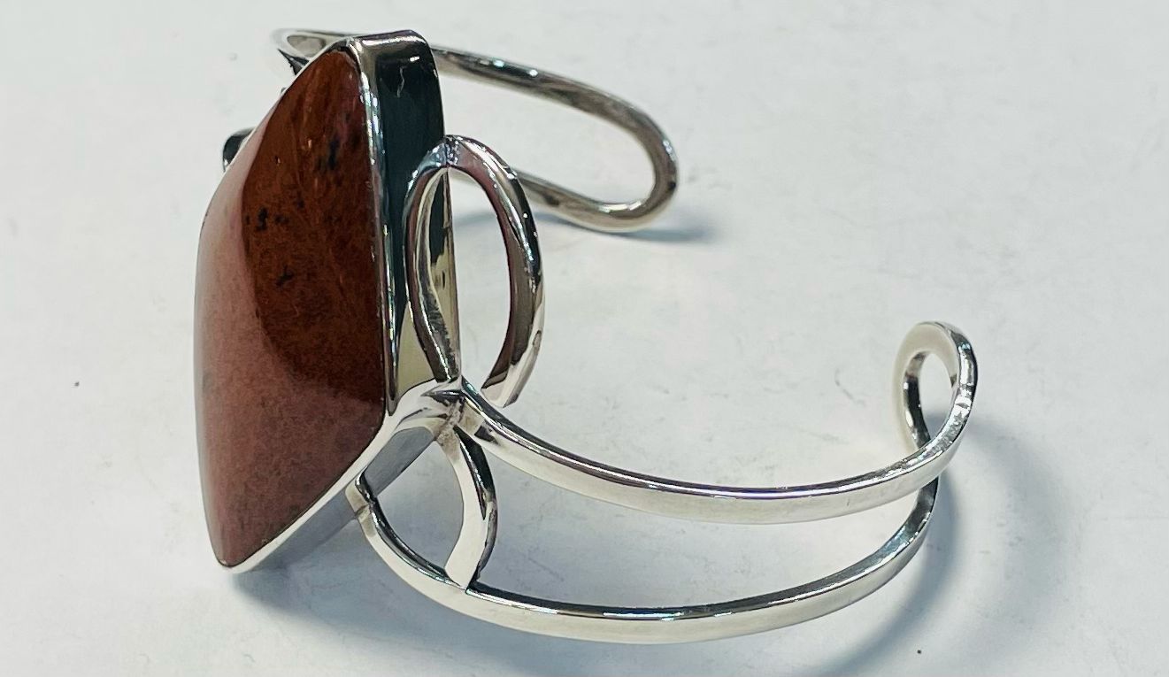 Brazalete con Venturina en Plata Ley 925, vista frontal