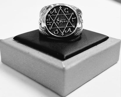 Anillo de Poder Rey Salomón en Plata Ley 925, vista frontal